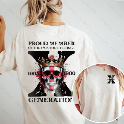 Washed Britain Funny Skull Generation X T-shirt