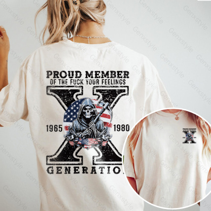 Washed Generation X Skull Design T-shirt