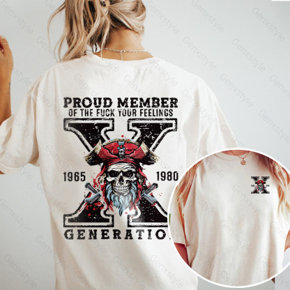 Washed Generation X Skull Design T-shirt