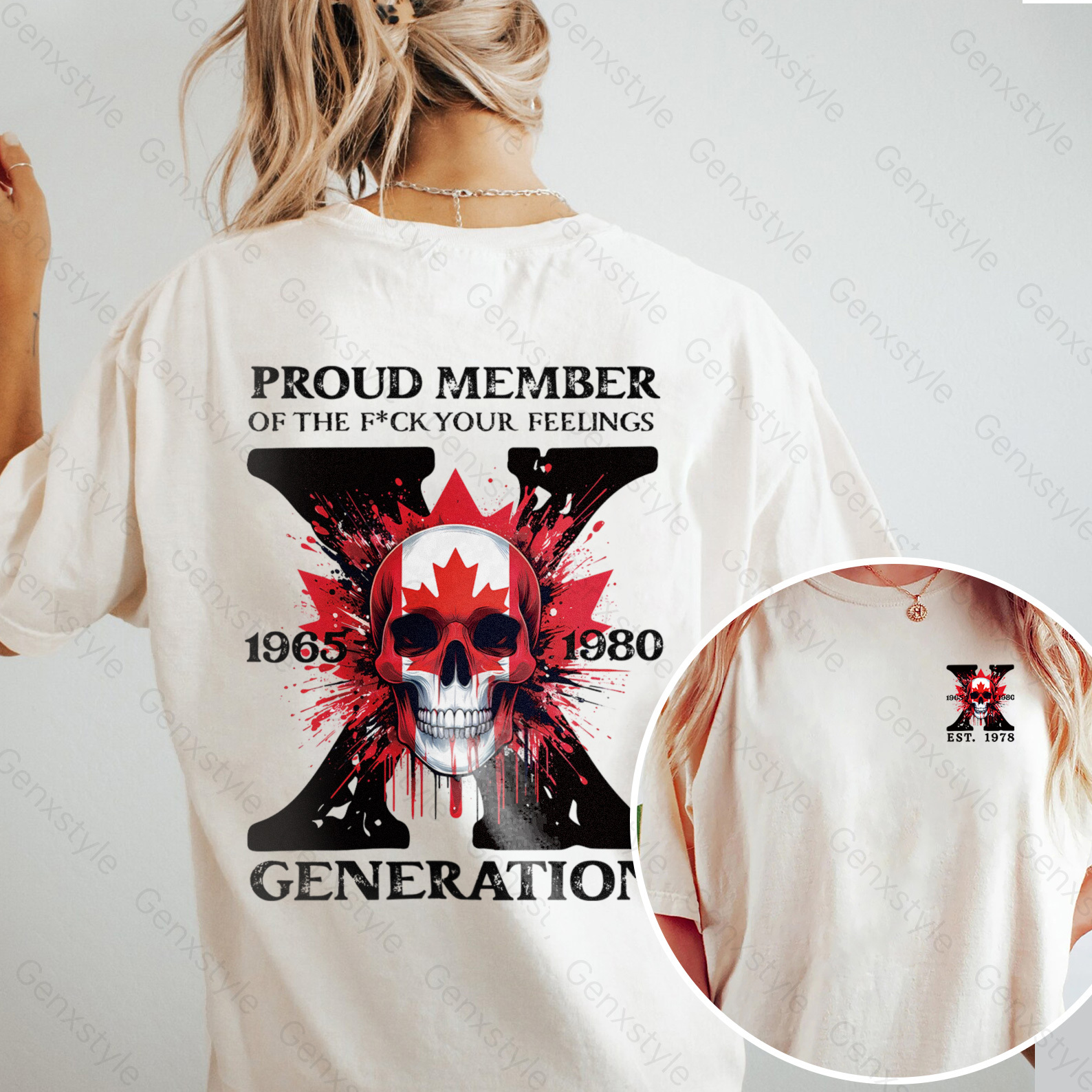 Washed Canada Funny Skull Generation X T-shirt