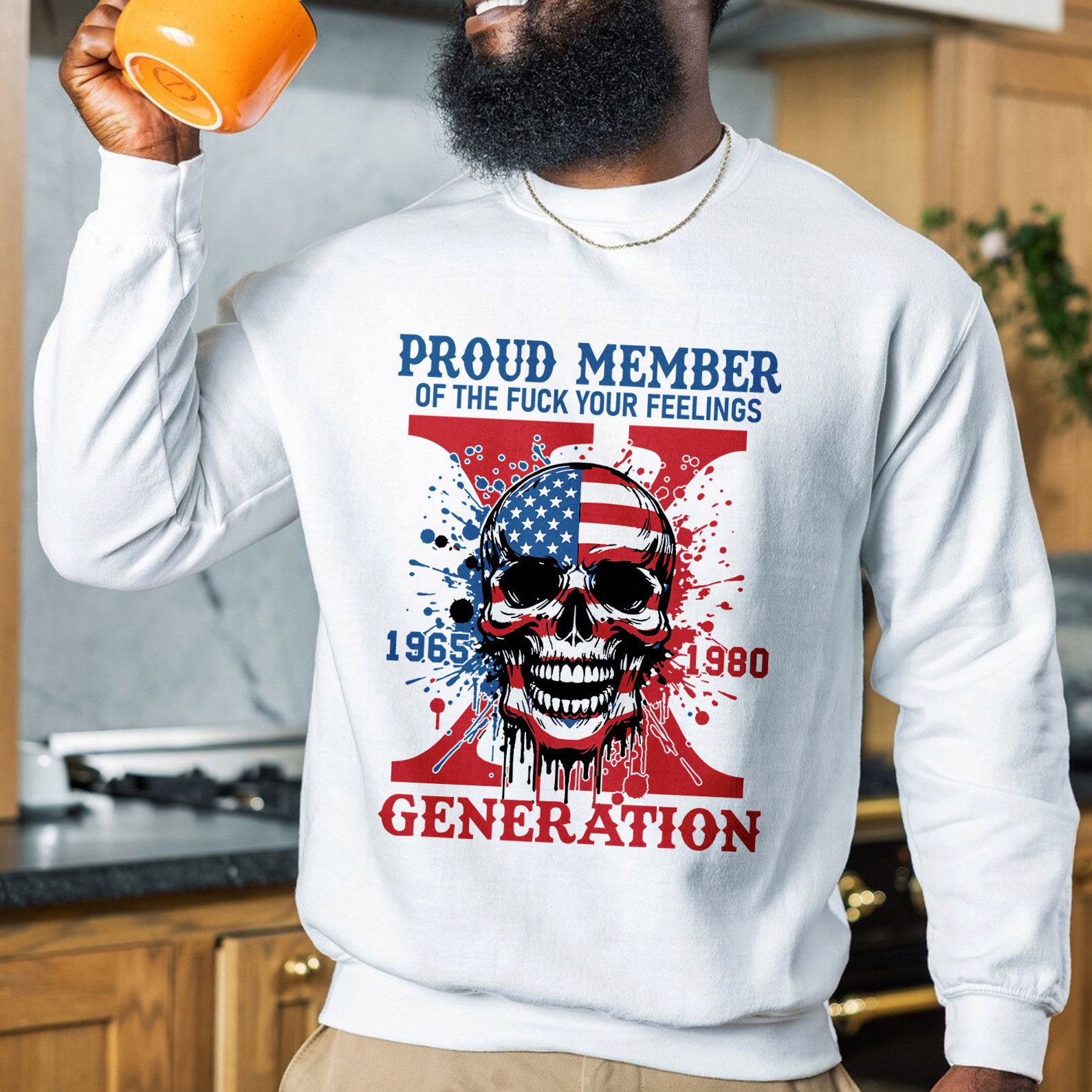 Funny Skull Halloween Generation X Crewneck