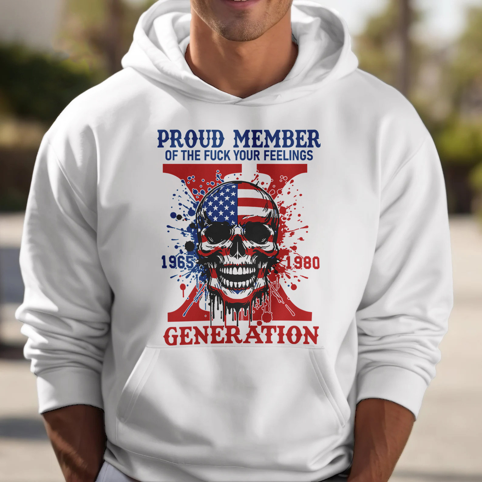 Funny Skull Halloween Generation X Hoodie