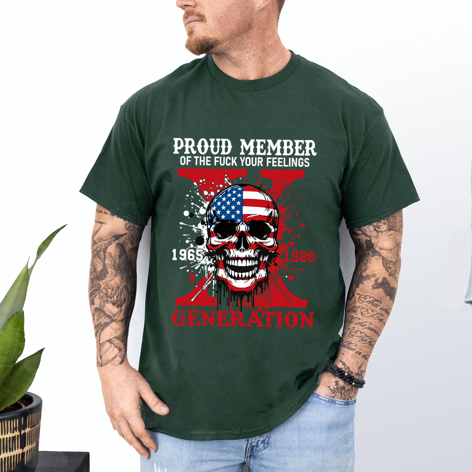 Funny Skull Halloween Generation X T-shirt