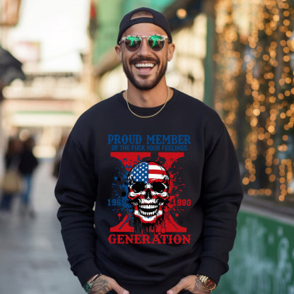 Funny Skull Halloween Generation X Crewneck
