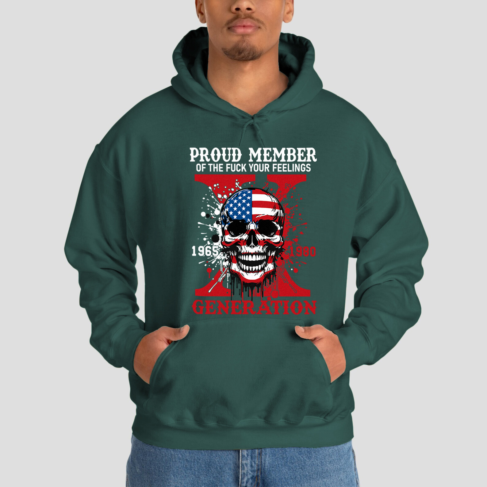 Funny Skull Halloween Generation X Hoodie