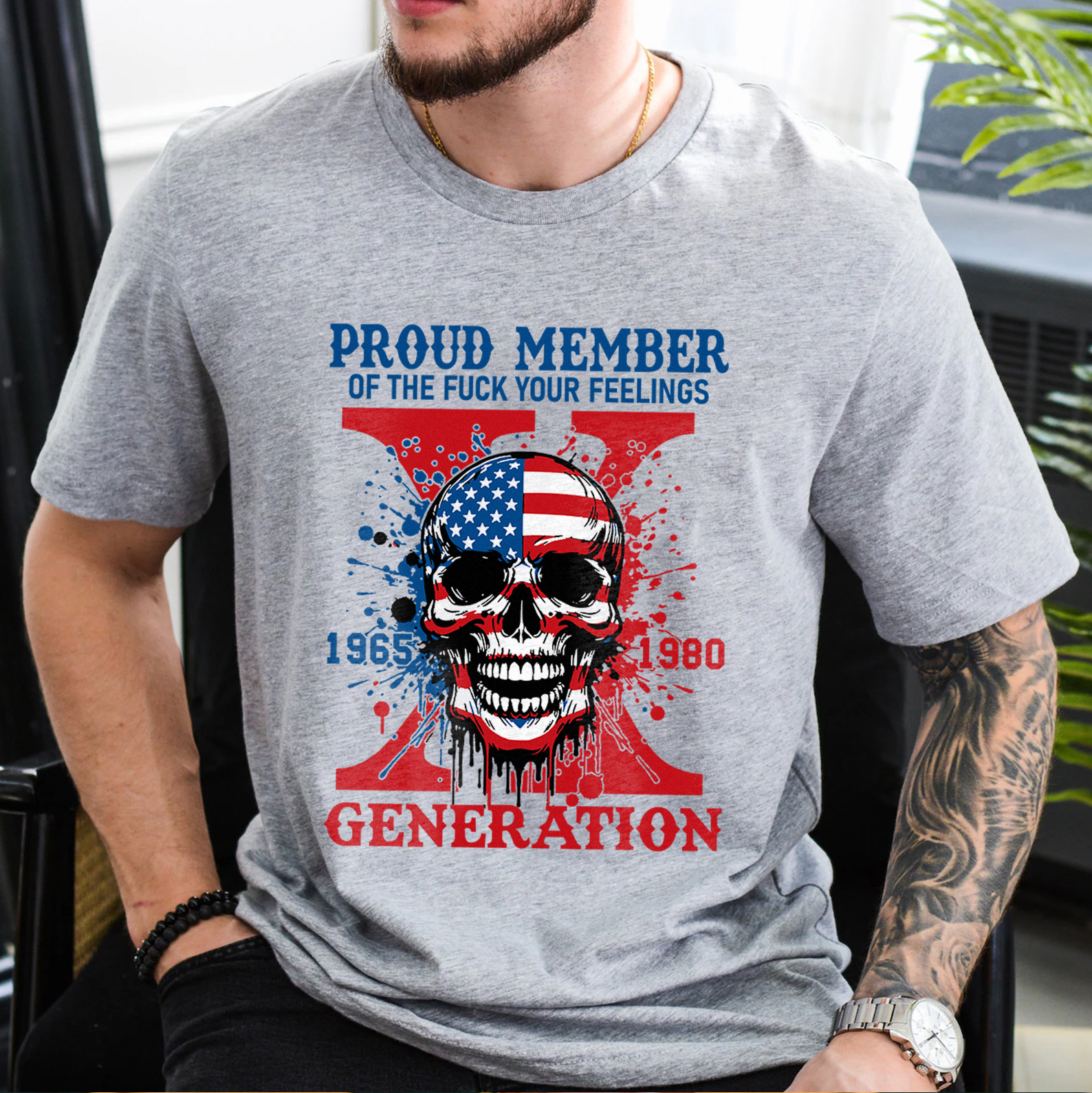 Funny Skull Halloween Generation X T-shirt