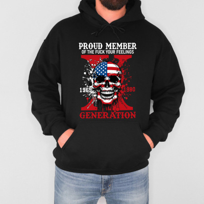 Funny Skull Halloween Generation X Hoodie