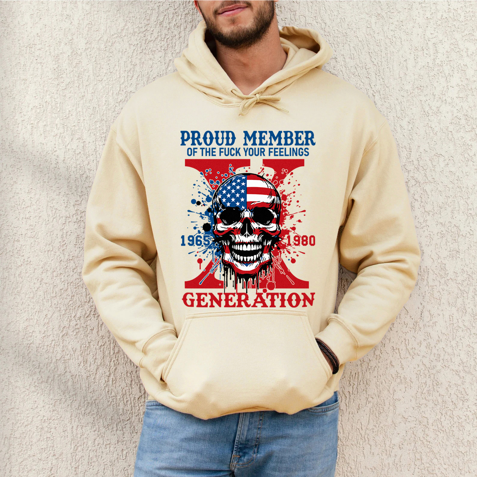 Funny Skull Halloween Generation X Hoodie