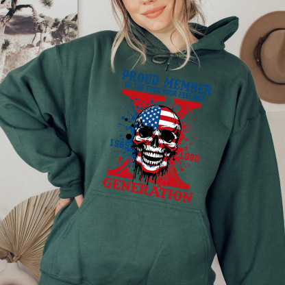 Funny Skull Halloween Generation X Hoodie