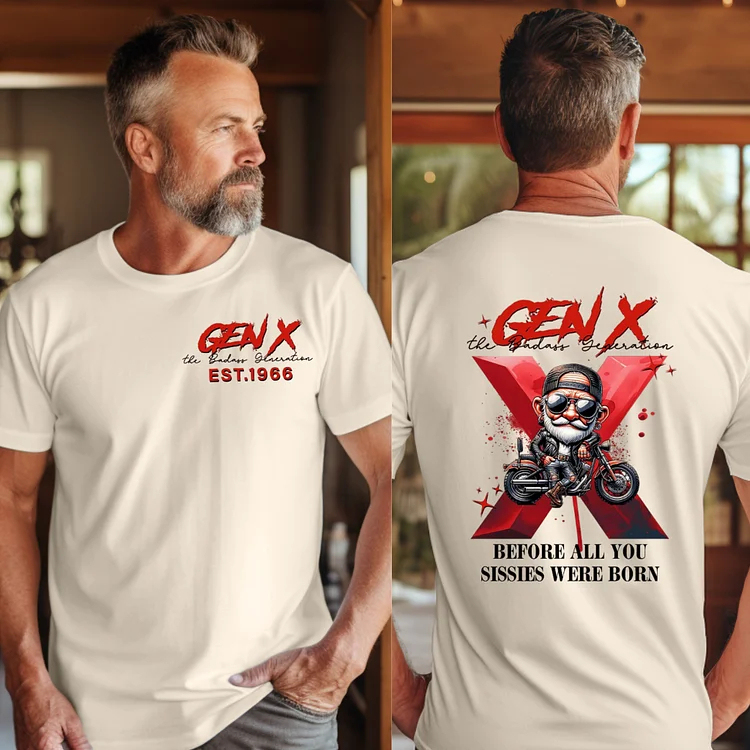 Custom Cool Biker Gen X T-shirt