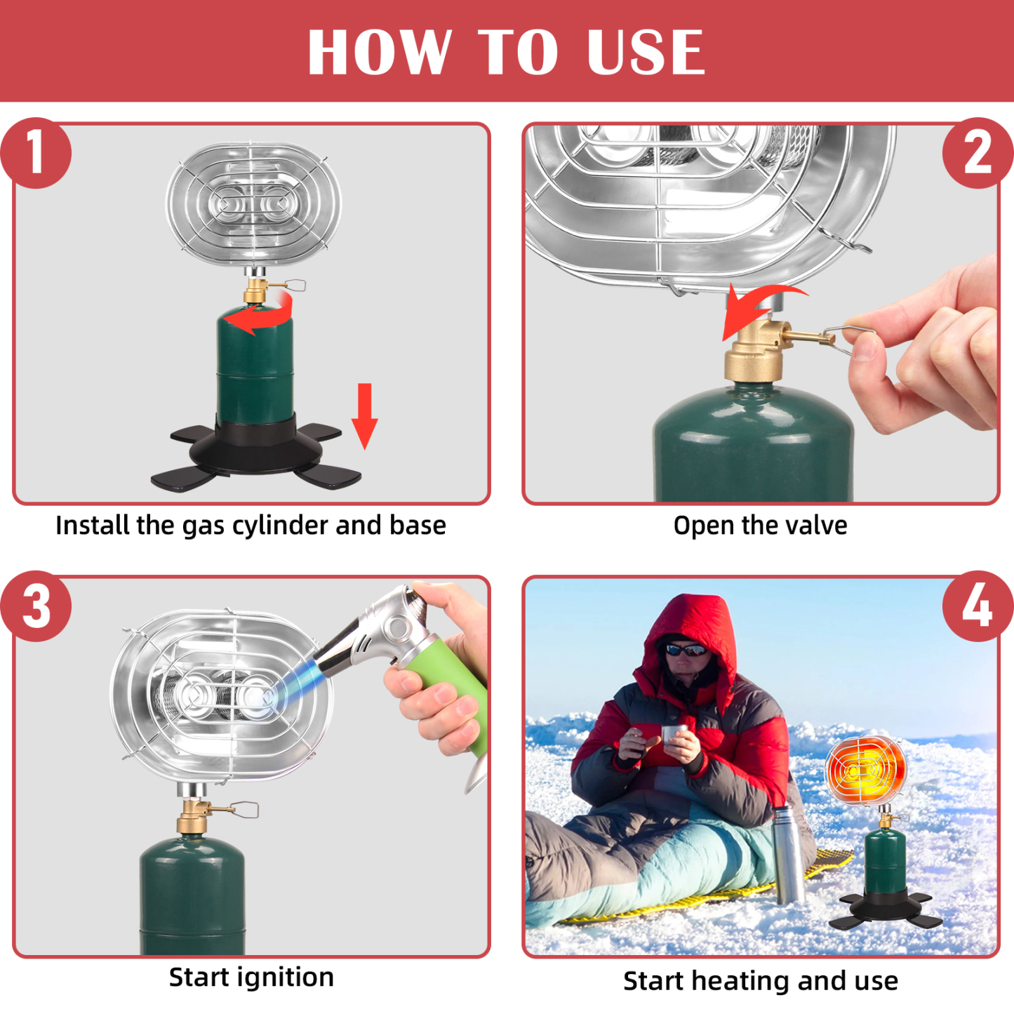  DOMINOX DM-AD001DOUBLE 12,400 BTU 2-Burner Heater Portable Propane Heater