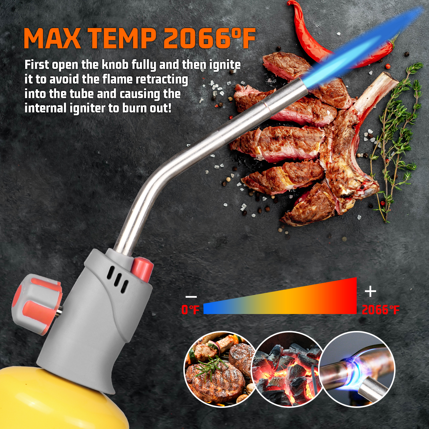  DOMINOX Propane Torch Head with Igniter, Trigger Start Soldering Torch Fuel By Propane, Map, Mapp Pro, Propane Torch Kit for Soldering, Brazing, Lighting, Melting and Cooking