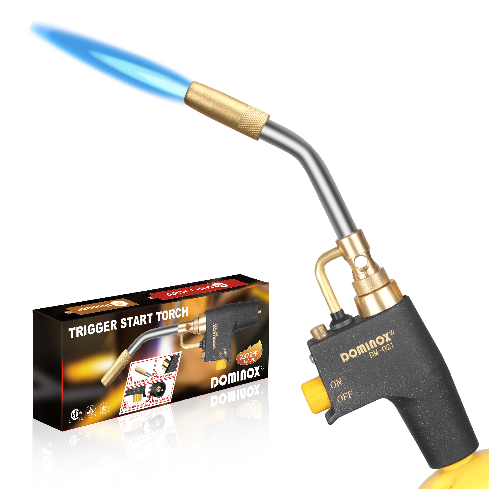 DOMINOX DM-021 Propane Torch Head for MAP, MAPP and Propane Tank