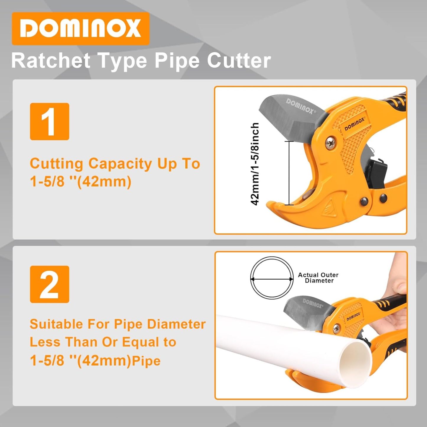 DOMINOX  DM-301L 1-5/8 Inch O.D. Ratchet-type PVC Pipe Cutter