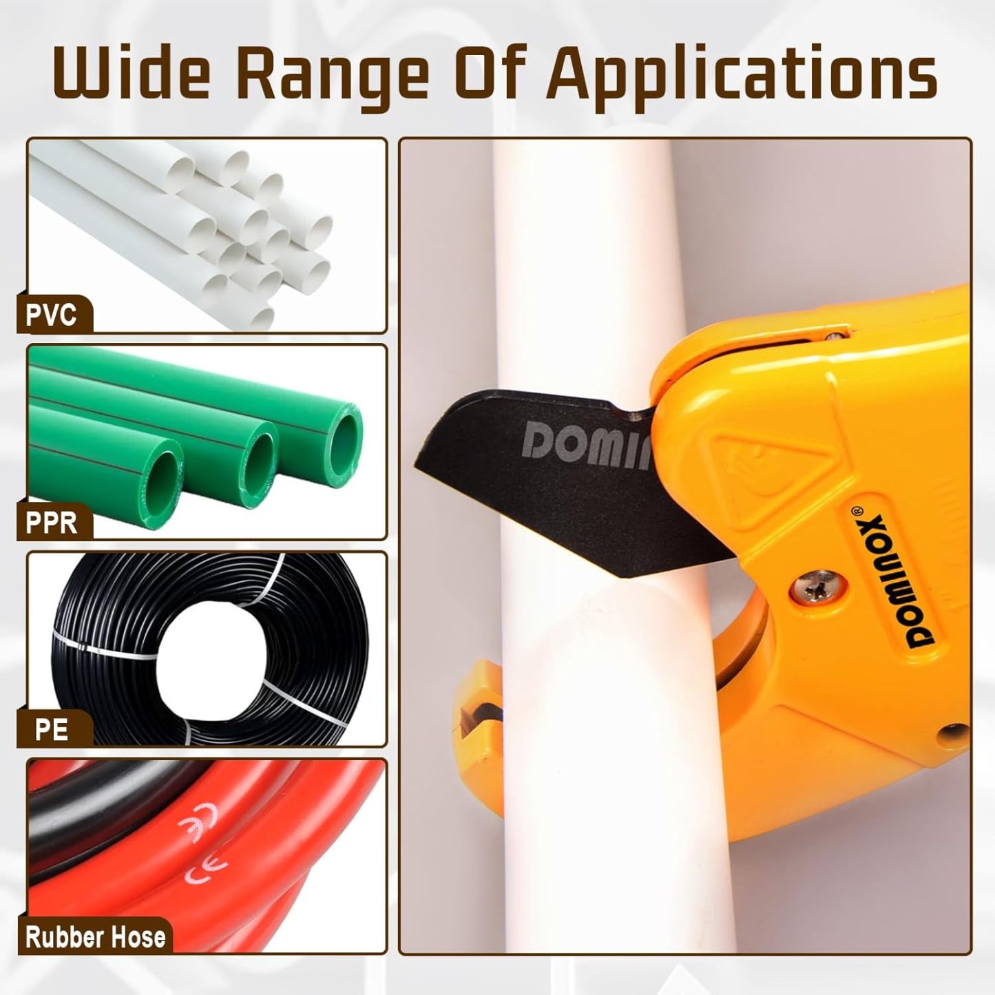  DOMINOX 2-1/2'' O.D. DM-317-64 Pipe Cutter, Professional Cutting PEX, PVC, and PPR Pipe, Etc, SK5 Blade and Aluminum Alloy Body, One-hand Rapid Cutting Tool for the Pipe