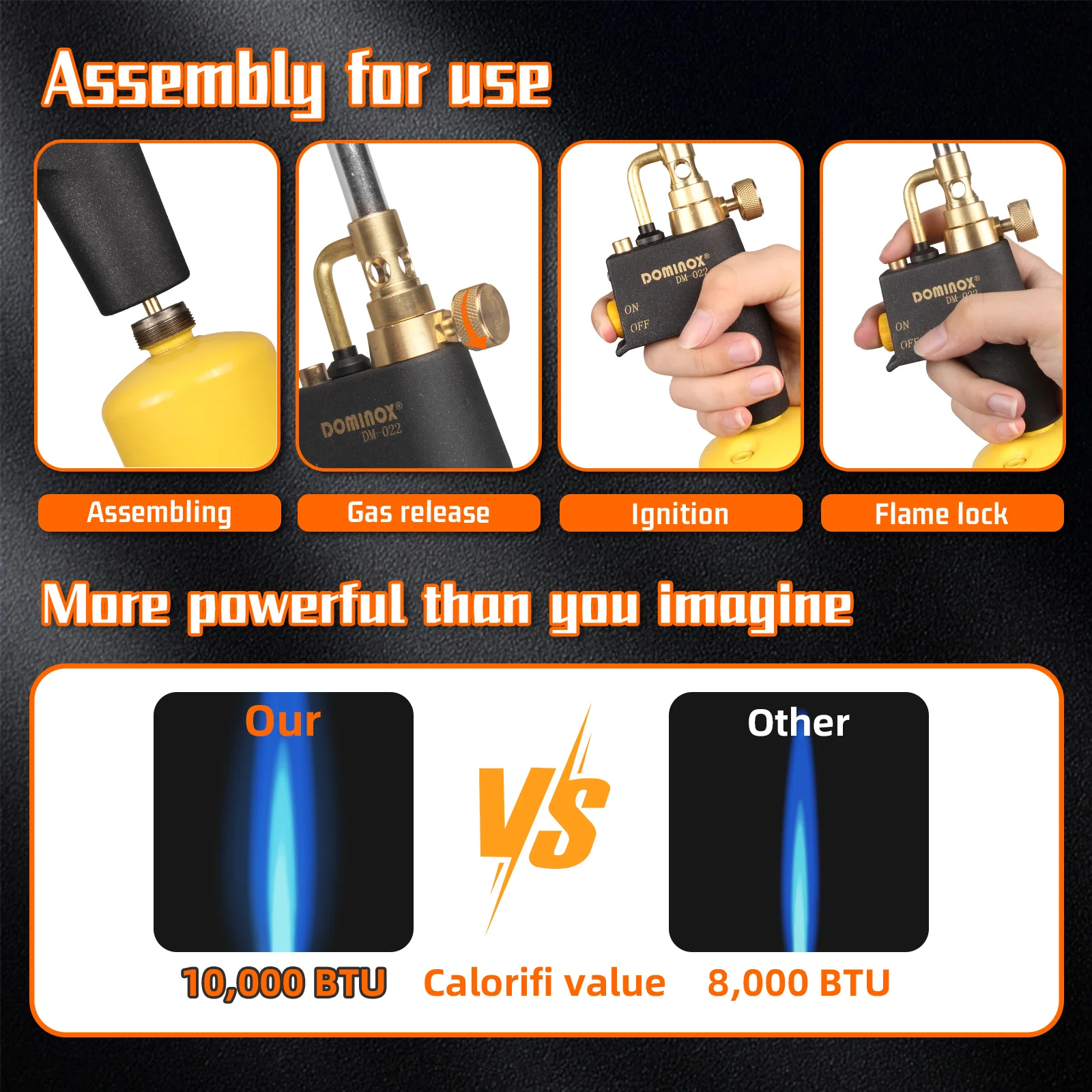 DOMINOX DM-022 Propane Torch Head, MAP, MAPP Torch