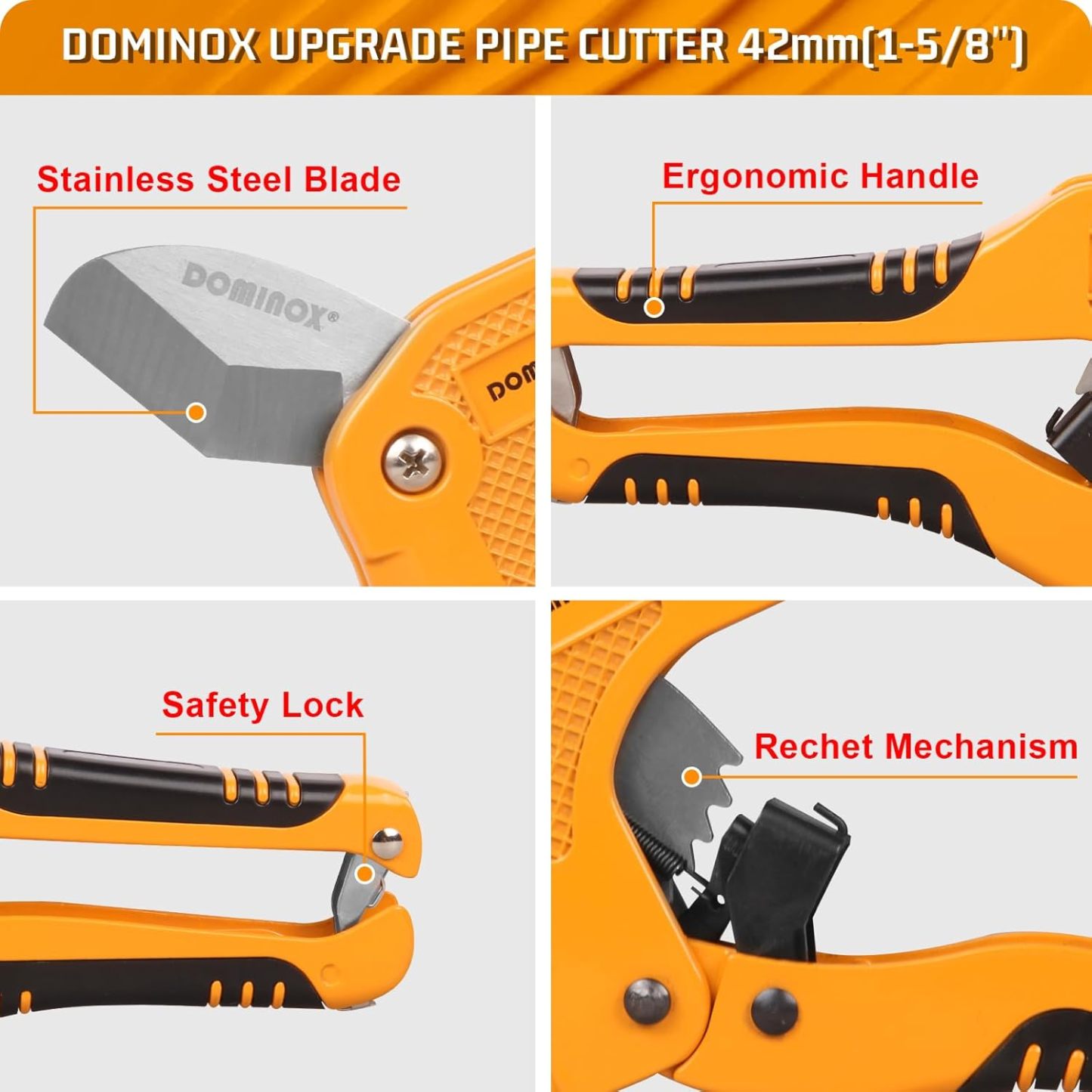 DOMINOX  DM-301L 1-5/8 Inch O.D. Ratchet-type PVC Pipe Cutter
