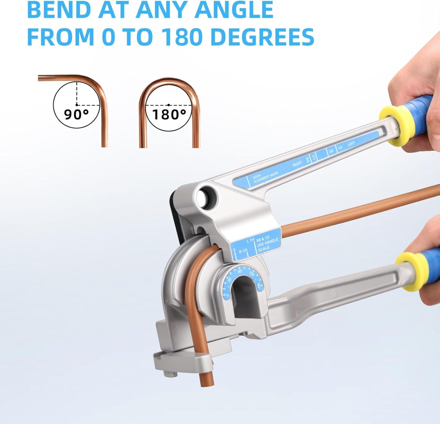 DOMINOX DM-CT-612A 3-IN-1 Tube Bender, Outer Diameter 1/4", 3/8", 1/2" (12.7 mm), 0-180° Manual Pipe Bender Tool