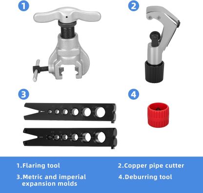 DOMINOX DM-CT-806AM-F Eccentric Flaring Tool Kit, 1/4-3/4 Inch (6-19mm) 45 Degree HVAC Flare Tool