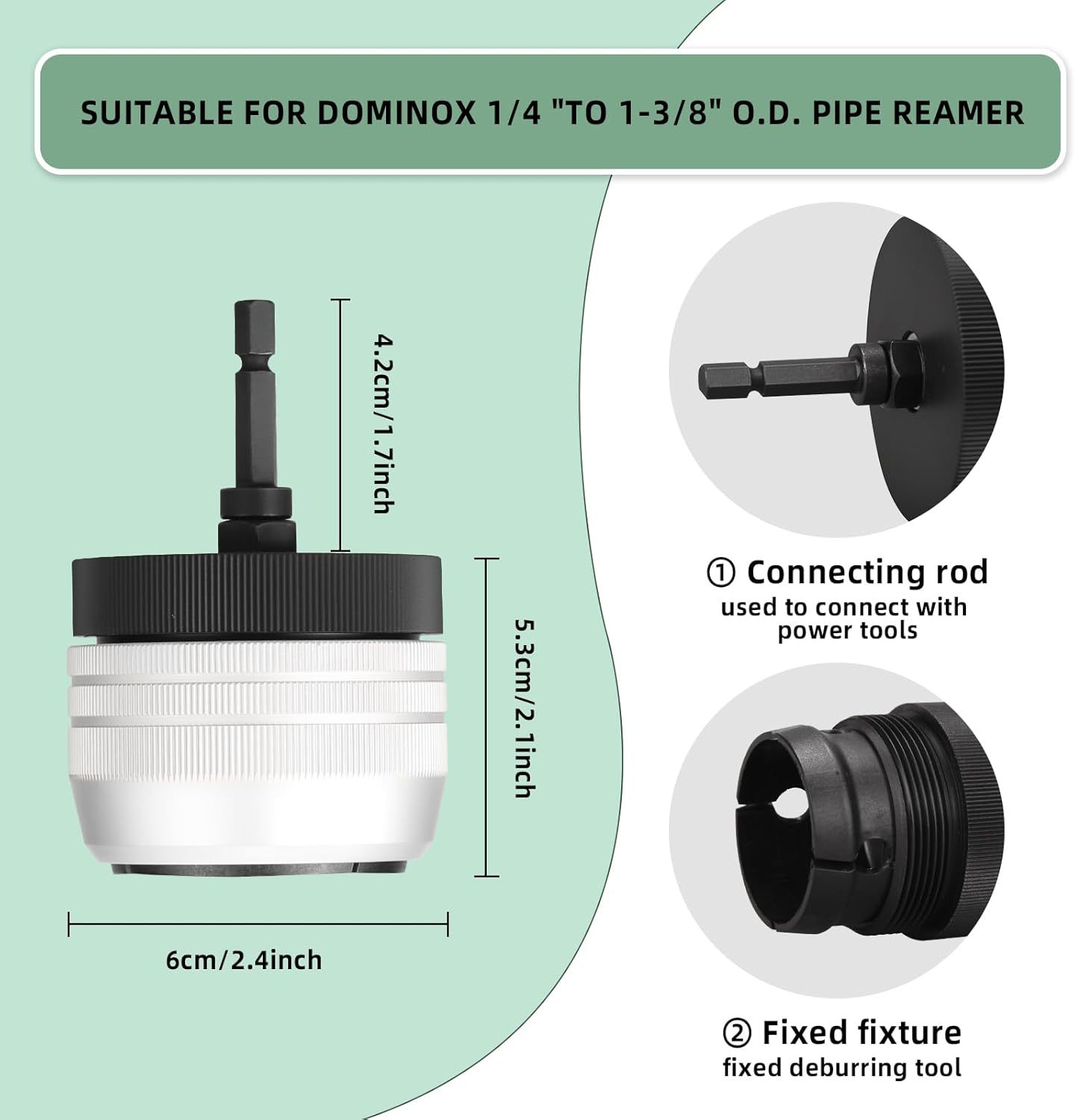 DOMINOX DM-CT-211-SP Tubing and Pipe Reamer Adaptor for 1/4" to 1-3/8" O.D. Deburring Tool