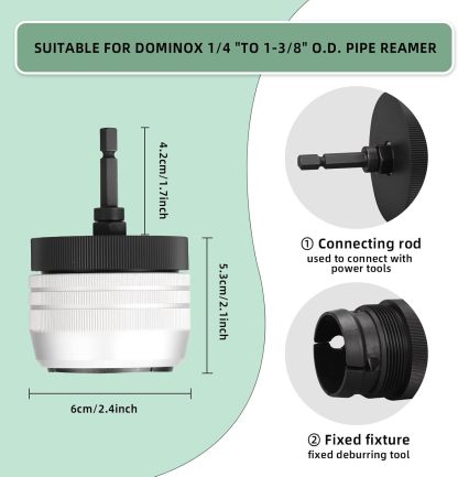 DOMINOX DM-CT-211-SP Tubing and Pipe Reamer Adaptor for 1/4" to 1-3/8" O.D. Deburring Tool