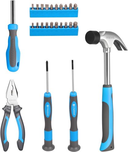 DOMINOX DM-C003 25 Piece General Household Tool Set with Plastic Storage Toolbox, tool box