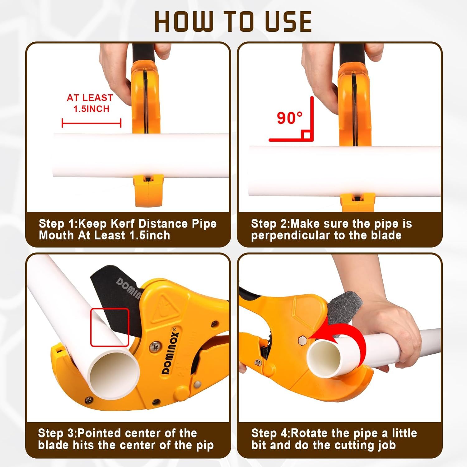  DOMINOX 2-1/2'' O.D. DM-317-64 Pipe Cutter, Professional Cutting PEX, PVC, and PPR Pipe, Etc, SK5 Blade and Aluminum Alloy Body, One-hand Rapid Cutting Tool for the Pipe
