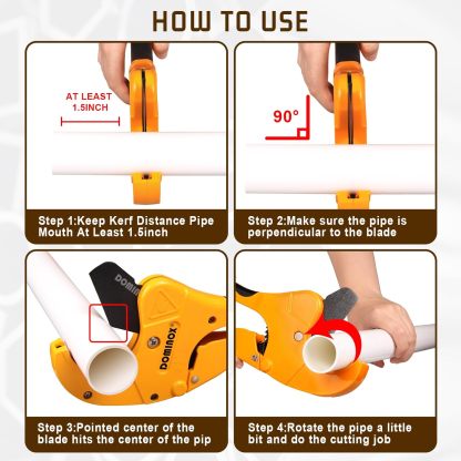  DOMINOX 2-1/2'' O.D. DM-317-64 Pipe Cutter, Professional Cutting PEX, PVC, and PPR Pipe, Etc, SK5 Blade and Aluminum Alloy Body, One-hand Rapid Cutting Tool for the Pipe