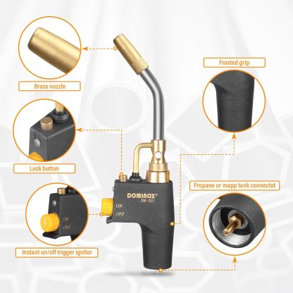 DOMINOX DM-021 Propane Torch Head for MAP, MAPP and Propane Tank