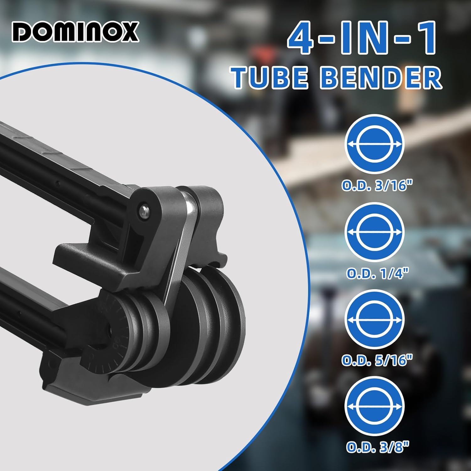 DOMINOX DM-CT-369FHA 4-IN-1 Tube Bender, Outer Diameter 3/16", 1/4", 5/16", 3/8", 0-180° Manual Pipe Bender Tool
