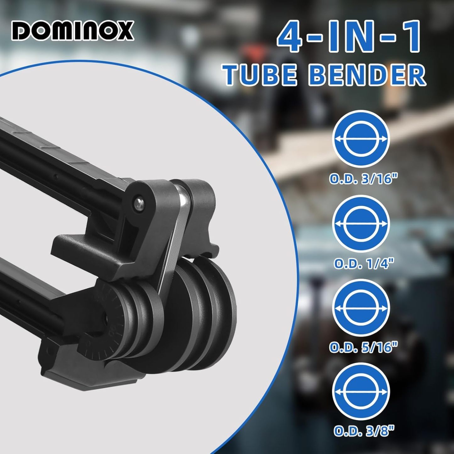 DOMINOX DM-CT-369FHA 4-IN-1 Tube Bender, Outer Diameter 3/16", 1/4", 5/16", 3/8", 0-180° Manual Pipe Bender Tool
