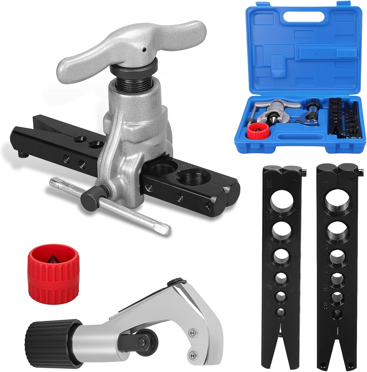 DOMINOX DM-CT-806AM-F Eccentric Flaring Tool Kit, 1/4-3/4 Inch (6-19mm) 45 Degree HVAC Flare Tool