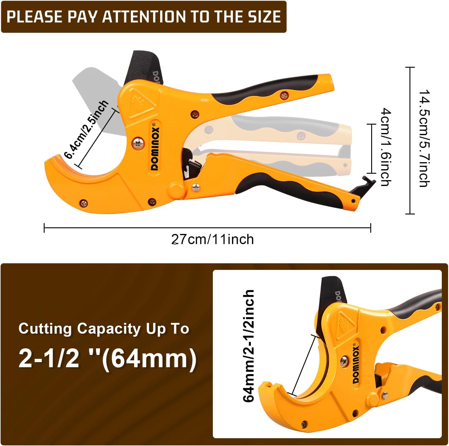  DOMINOX 2-1/2'' O.D. DM-317-64 Pipe Cutter, Professional Cutting PEX, PVC, and PPR Pipe, Etc, SK5 Blade and Aluminum Alloy Body, One-hand Rapid Cutting Tool for the Pipe