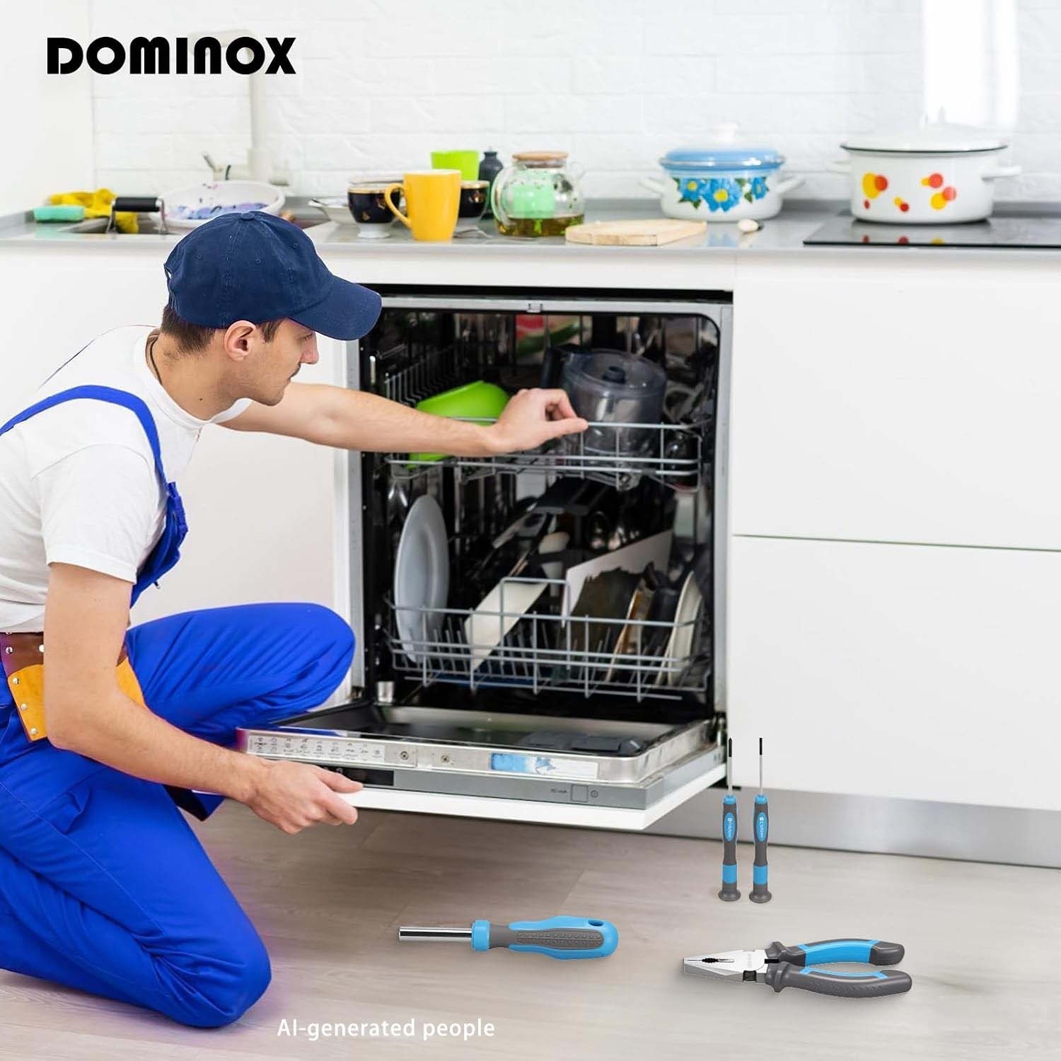 DOMINOX DM-C003 25 Piece General Household Tool Set with Plastic Storage Toolbox, tool box