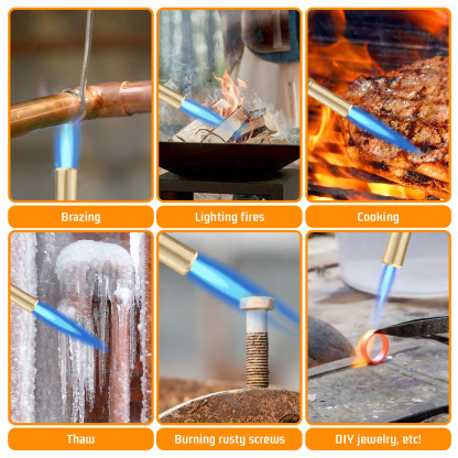 DOMINOX Propane Torch Head for MAP, MAPP and Propane Tank, High Intensity Trigger Start Torch, for Soldering, Ignition, Cooking, Lighting (Not Included Gas Tank)