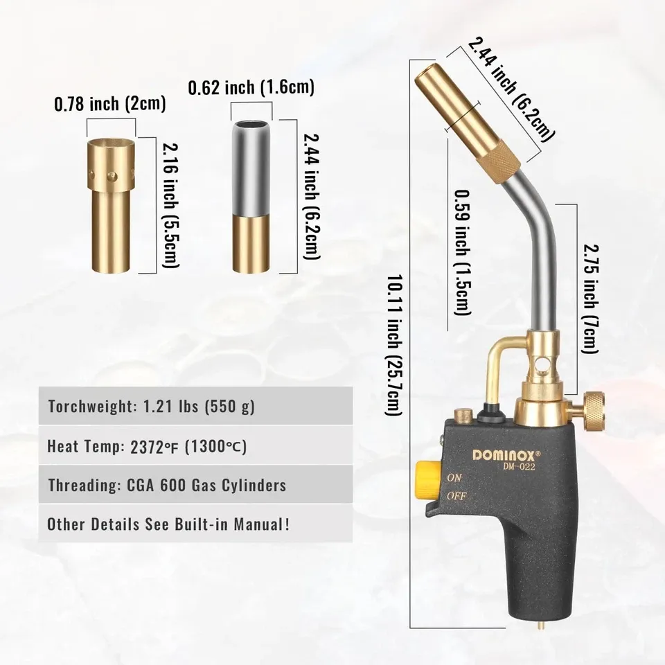 DOMINOX DM-022CGA-3 Propane Torch Head with 3 Nozzles, Propane Trigger Torch
