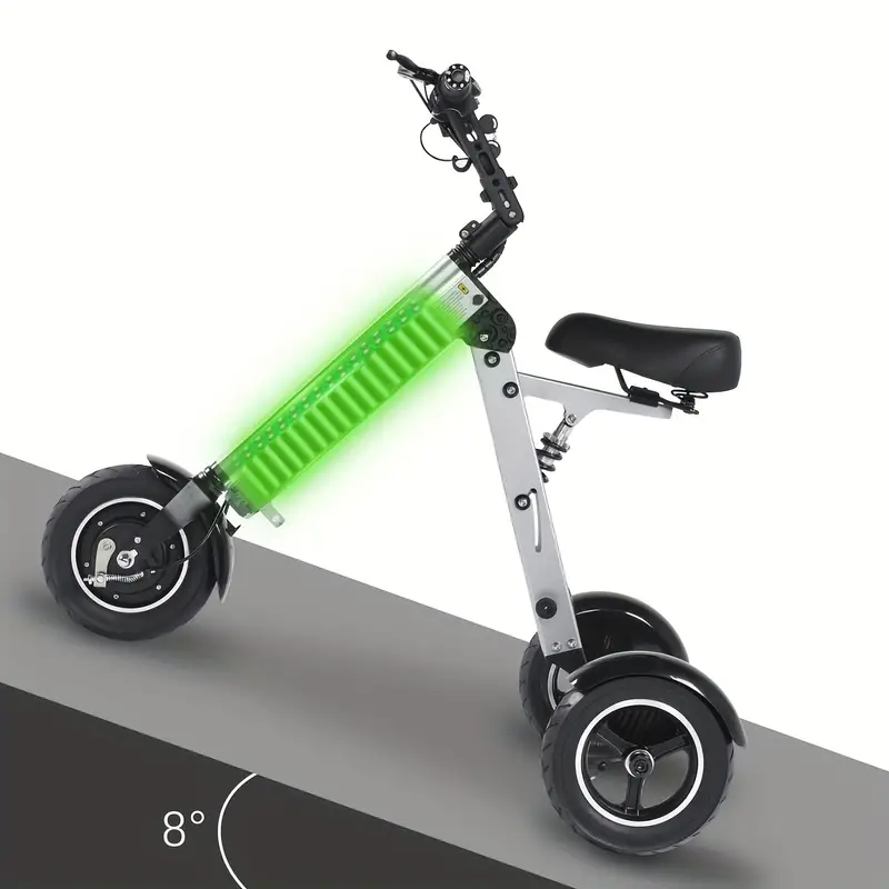   es32 electric scooter 3 wheels foldable trike with seat for adults light weight mobility with reverse   and key switch 10 inch pneumatic tires tricycle for   and travel details 8