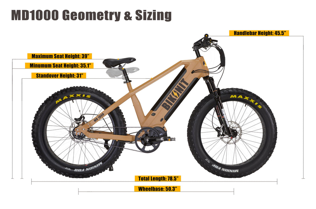 Bikonit Warthog MD 1000 Electric Hunting Bike Sizing