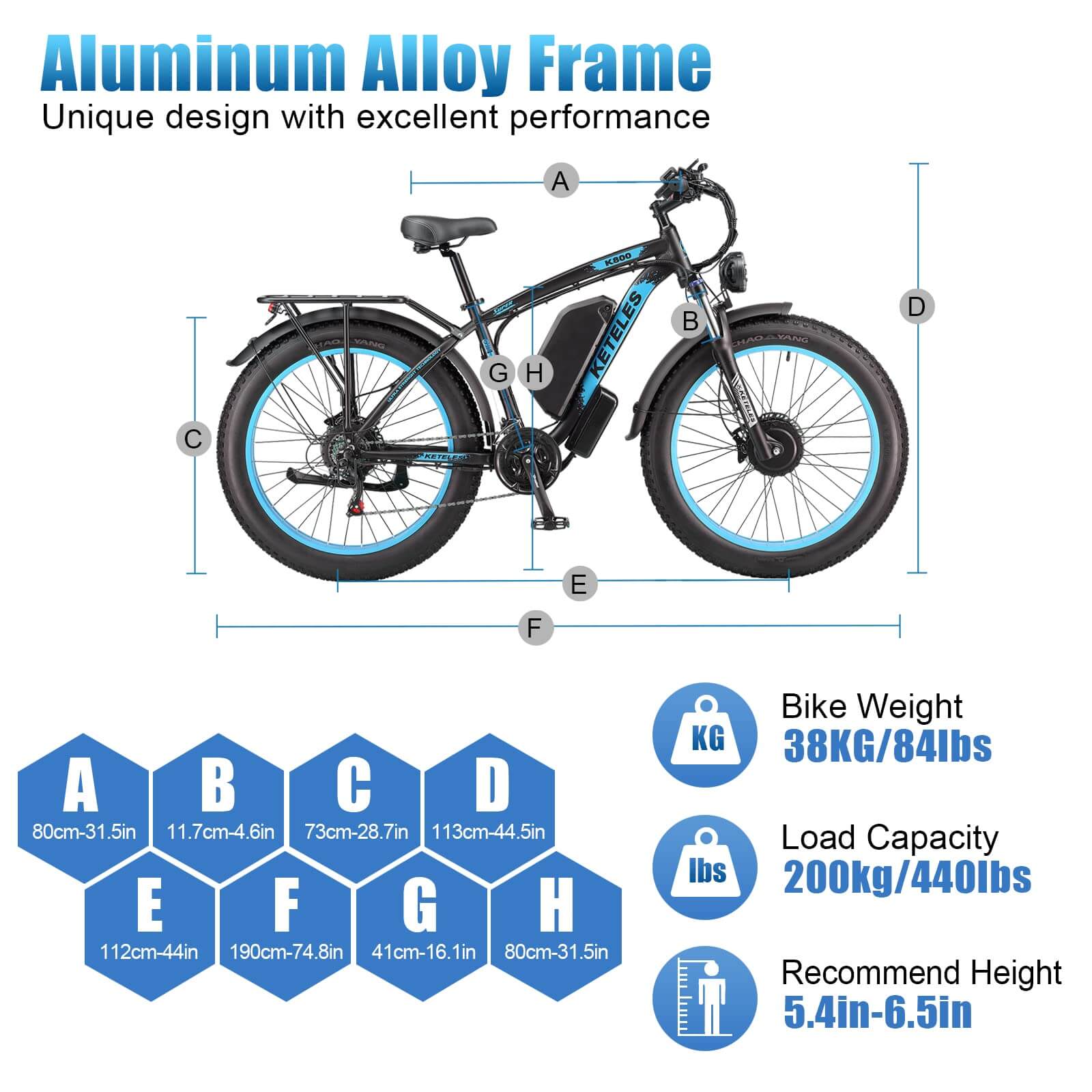 KETELES K800 electric bicycle suitable height range