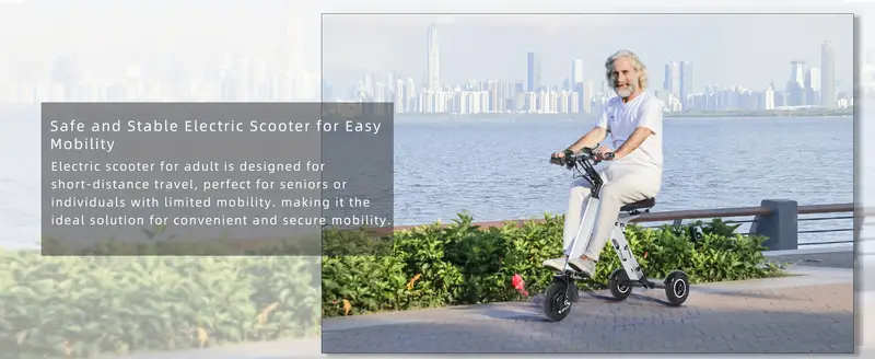   es33 powered scooter 3 wheels foldable trike with seat for adults lightweight electric scooter with removable 36v 7 8ah battery reverse   key switch for   and travel details 2