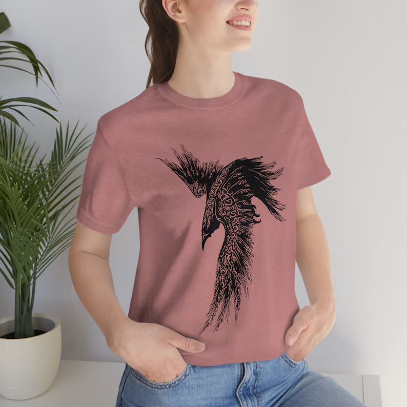 Retro Norse Mythology Crow T-shirt