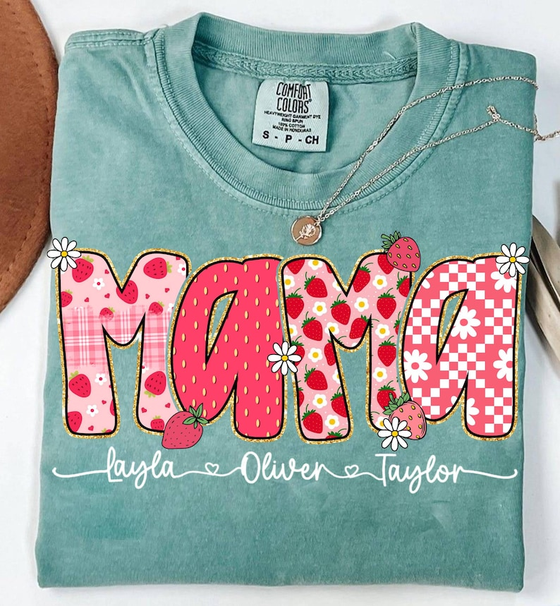 Retro Mama Strawberry Glitter T-shirt