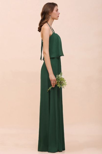 green Chiffon Bridesmaid Dress Casual Evening Party Dress
