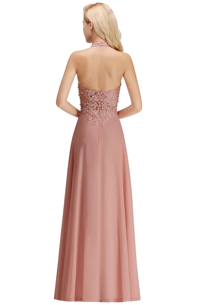 Sexy Halter Backless, Burgundy, Navy, Pink, Silver Sleeveless Princess Formal Dress
