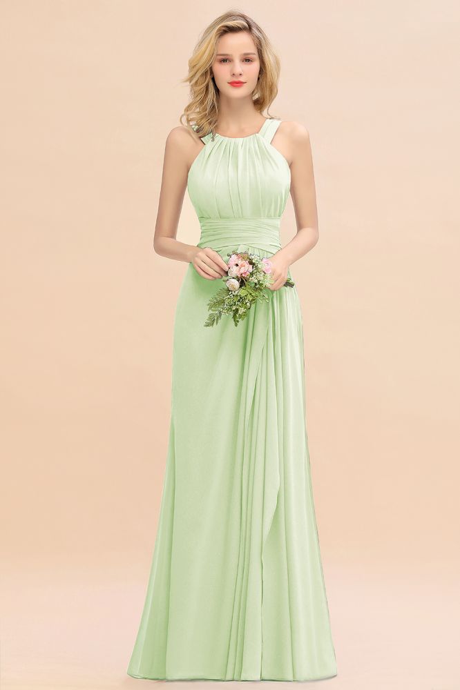 Halter Chiffon Mermaid Bridesmaid Dress Sleeveless Wedding Party Dress