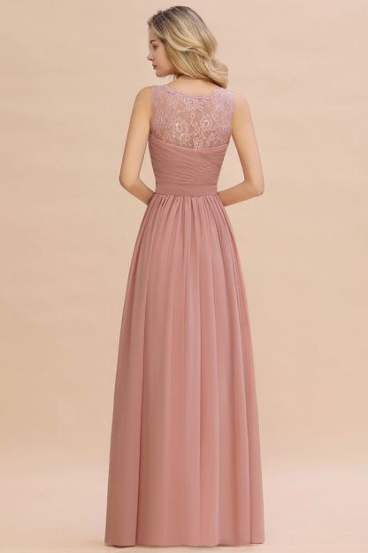 Charming A-line Bridesmaid Dress V-Neck Chiffon Long Wedding Party Dress