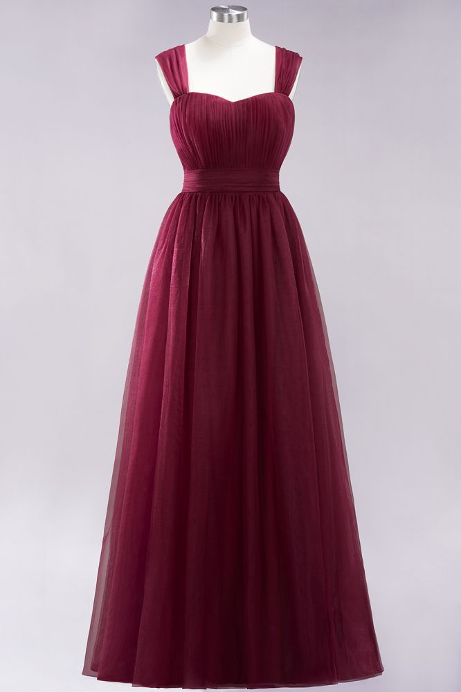 A-Line Popular Sweetheart Straps Sleeves Floor-Length Bridesmaid Dresses with Ruffles