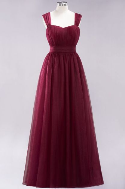 A-Line Popular Sweetheart Straps Sleeves Floor-Length Bridesmaid Dresses with Ruffles