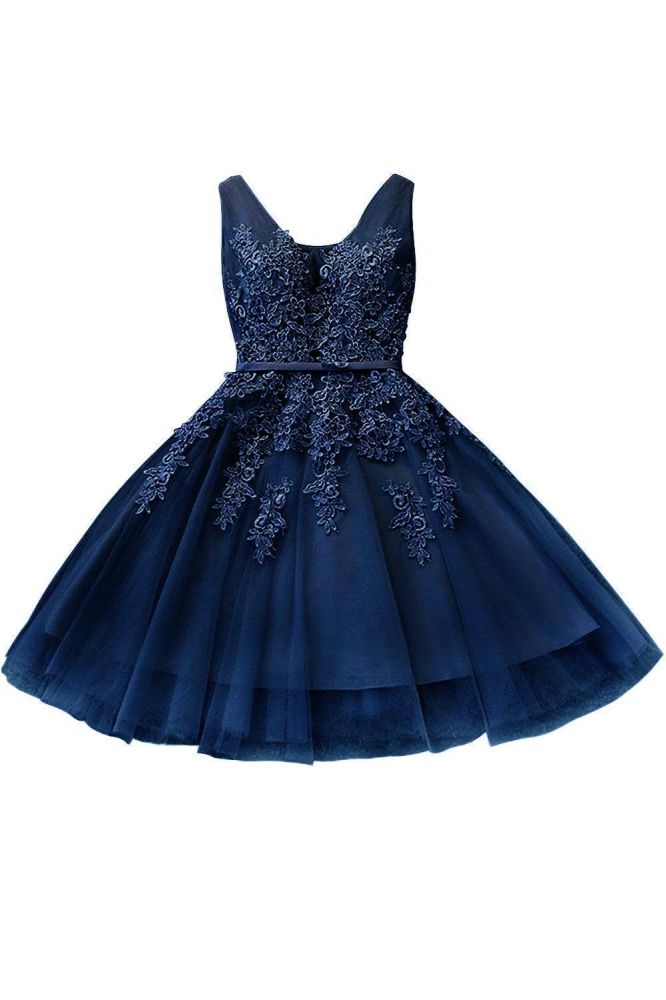 ADDILYNN | A-line Knee-length Tulle Prom Dress with Appliques