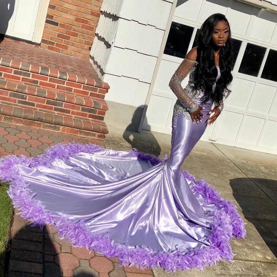 Mermaid Off-the-shoulder Long Sleeves Beading Appliques Court Train Prom Dresses